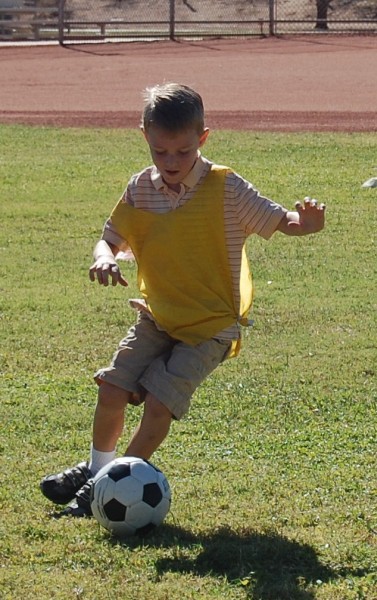 Timothy playing soccer