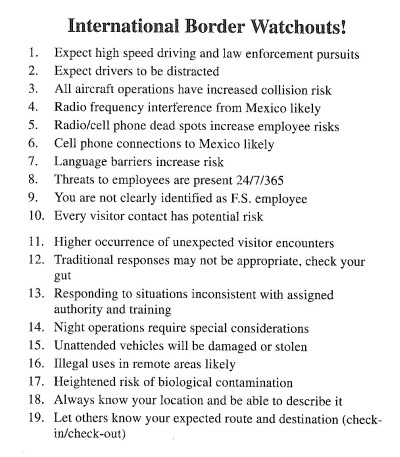 International Border Watchouts